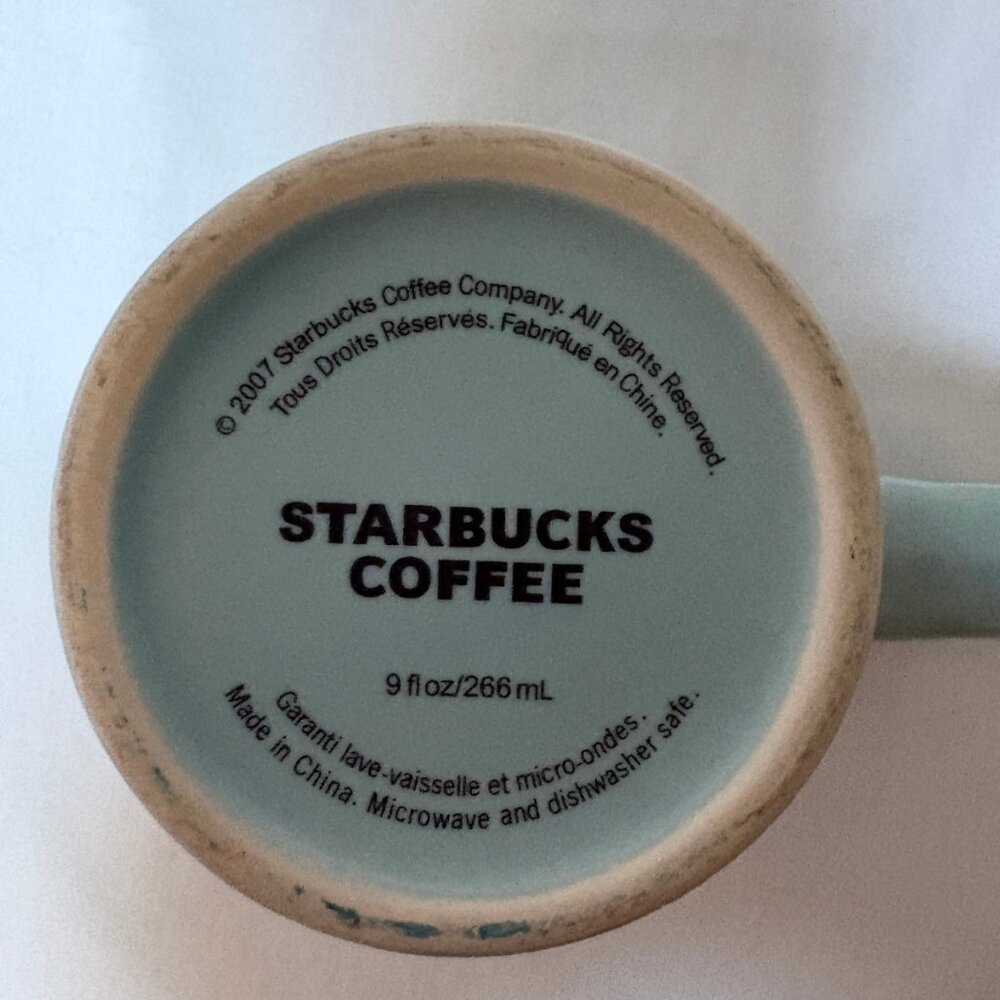 Starbucks Latte & Mocha Ceramic Mugs Set of 2 Ribbed Design 9oz Coffee Cups 2007 - Picture 7 of 8